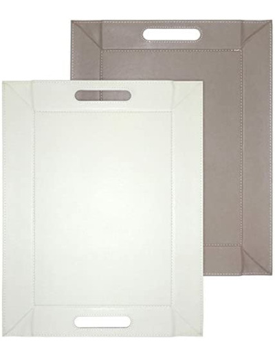 Plateau bicolore réversible - Taupe et Crème - 55 x 41