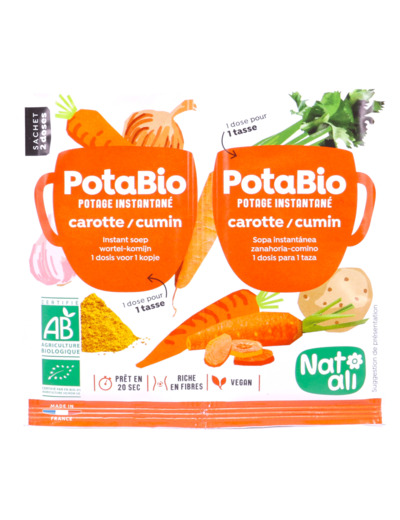 Potabio Potage Instantané Carotte Cumin Bio 2x8.5g