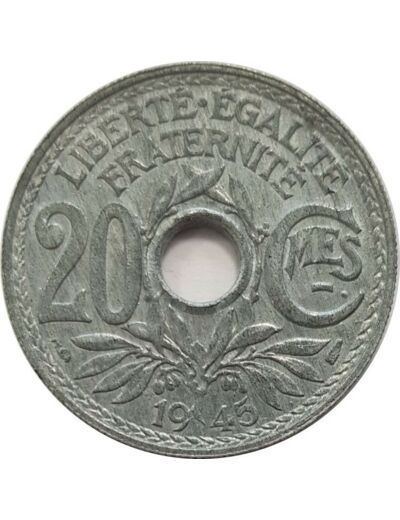 FRANCE 20 CENTIMES LINDAUER ZINC 1945 SUP N2