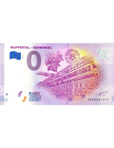 ALLEMAGNE 2020-2 WUPPERTAL VOHWINKEL BILLET SOUVENIR 0 EURO TOURISTIQUE  NEUF