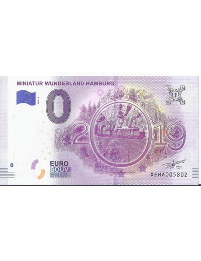 ALLEMAGNE 2019-6 MINIATUR WUNDERLAND HAMBURG BILLET SOUVENIR 0 EURO