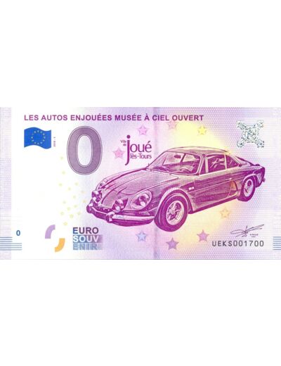 37 JOUE LES TOURS 2018-1 ANNEE ALPINE A110 BERLINETTE Numero 1700 BILLET 0 EURO