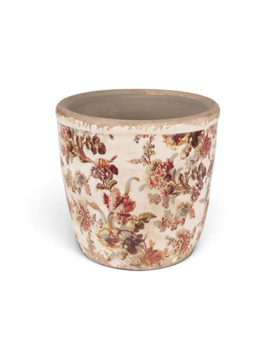 Pot de fleurs céramique beige rose 13x13cm