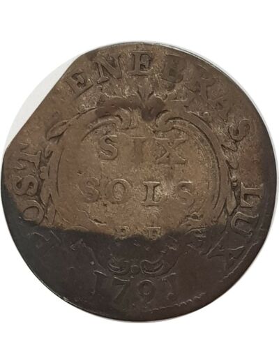 SUISSE CANTON DE GENEVE 6 SOLS 1791 PB TB