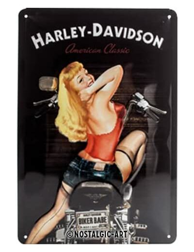 Plaque métal - HARLEY DAVIDSON Pin Up - 20 x 30 cm.