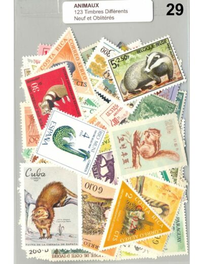 123 TIMBRES ANIMAUX DIFFERENTS NEUF ET OBLITERES *29