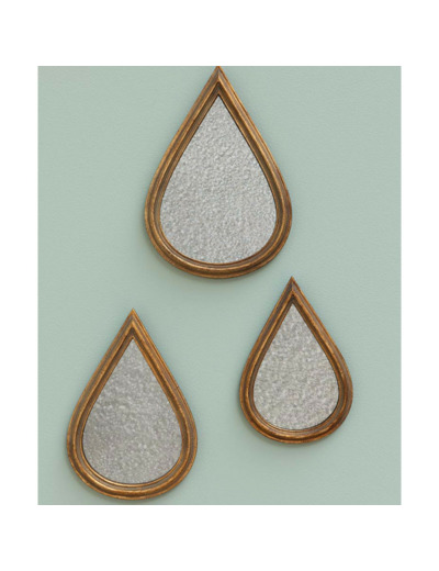 Ensemble 3 miroirs goutte d'or 17x25x2cm