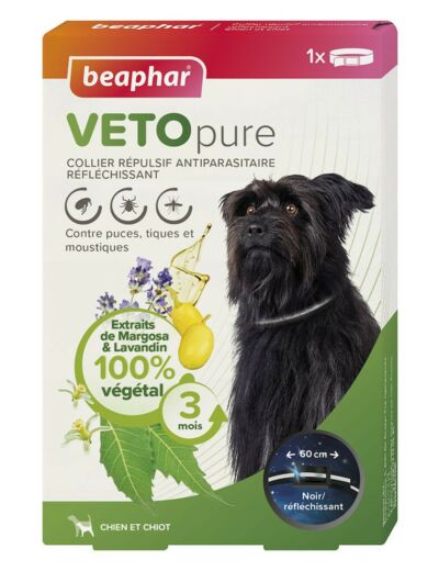 VETOpure, collier répulsif antiparasitaire réfléchissant pour chien