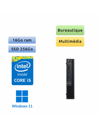 Dell Optiplex 3060 USDT - Windows 11 - i5-8500T 16Go 256Go SSD - Ordinateur Tour Bureautique PC