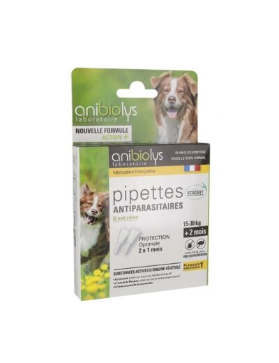 2 Pipettes antiparasitaires grand chien 4ml