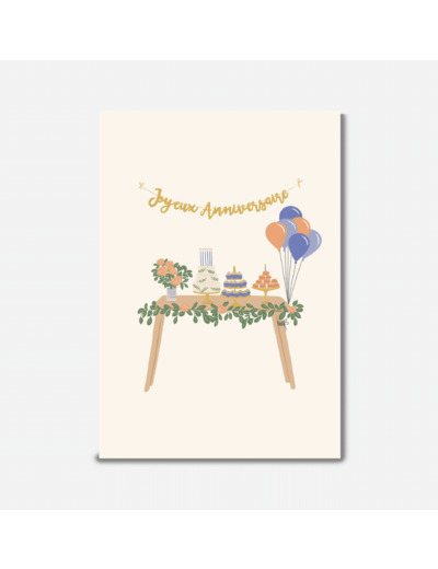 Carte Joyeux Anniversaire Table de Fête - Pascale Editions