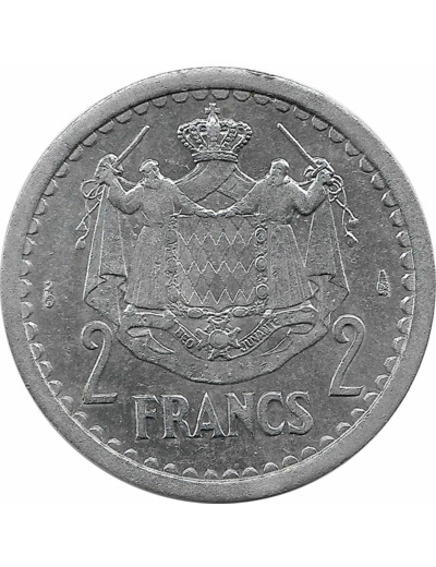 MONACO 2 FRANCS ND (1943) ALUMINIUM TTB+ taches