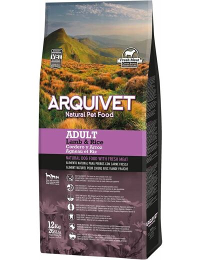 Arquivet - Croquettes Adult pour chiens adultes - Agneau et riz- 12 kg ARQUIVET