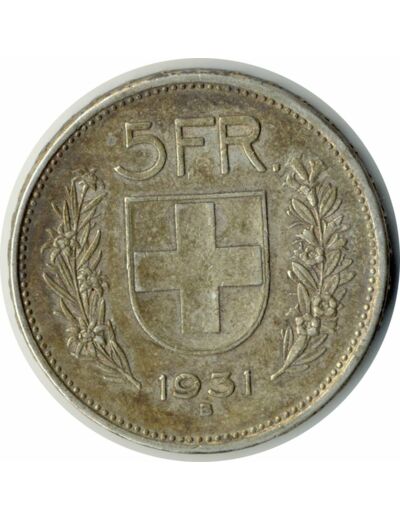 SUISSE 5 FRANCS 1931 B TTB N1