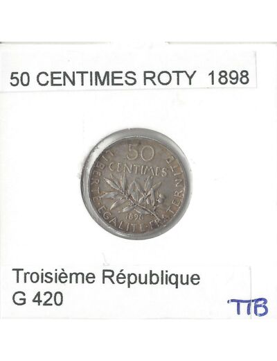 FRANCE 50 CENTIMES ROTY 1898 TTB