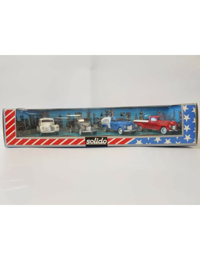 COFFRET 4 DODGE 1950 CITERNE ET PICK-UP L'AGE D'OR SOLIDO 1/43 BOITE D'ORIGINE