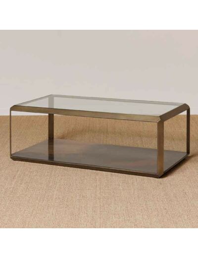 Grande table basse verre fer doré 43x68x128cm