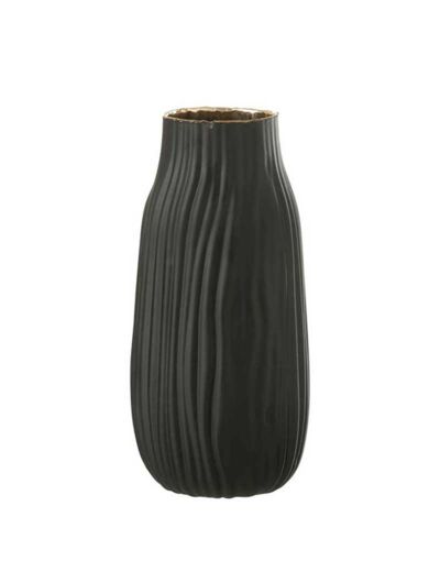 Vase rainure noir or medium 12x12x26cm