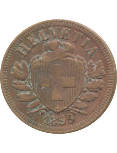 SUISSE 2 RAPPEN (2 CENTIMES) 1899 B TTB