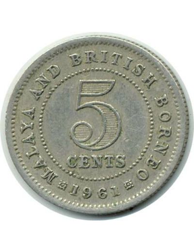 MALAYA BRITISH BORNEO 5 CENTS 1961 TTB+ (W1)