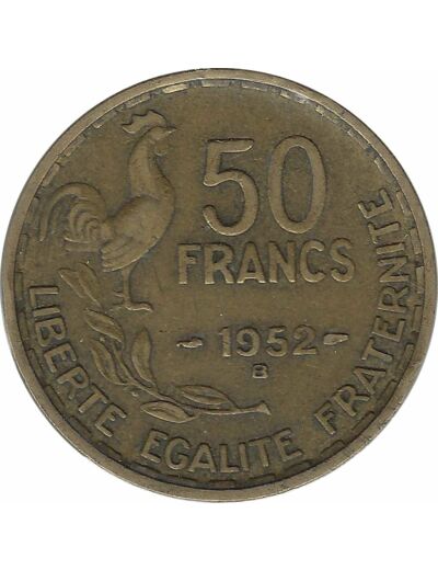 FRANCE 50 FRANCS GUIRAUD 1952 B TB+