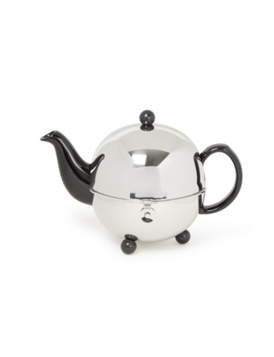 Théière ronde céramique noire cloche inox 0,9l Bredemeijer