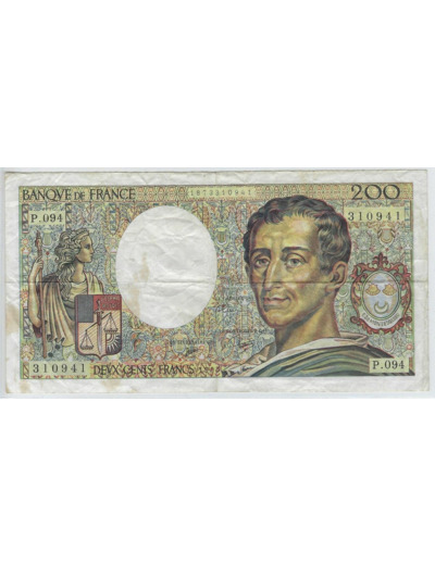 FRANCE 200 FRANCS MONTESQUIEU 1990 P.094 TTB