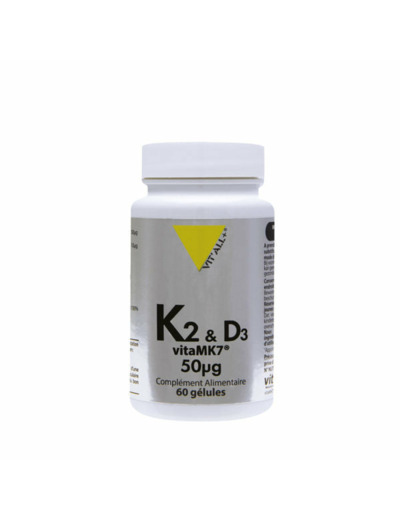 Vitamines K2 et D3-vitaMK7-50µg-60 gélules-Vit'all+