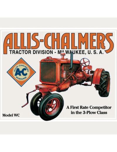 Plaque métal - Allis Chalmers - Model WC. 31.5x40 cm.