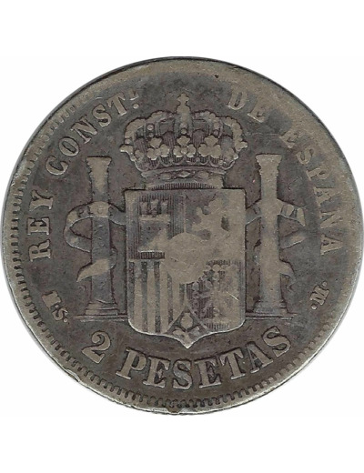 ESPAGNE 2 PESETAS 1884 TB