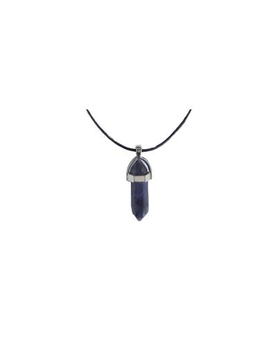 Collier Pointe en Sodalite avec cordon noir