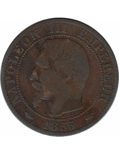 FRANCE 5 CENTIMES NAPOLEON III 1855 A (Paris) chien TB N2