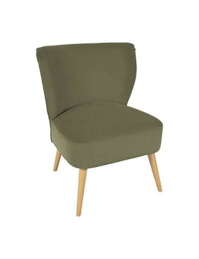 Fauteuil ELEONOR kaki velours côtelé 63x65x80cm