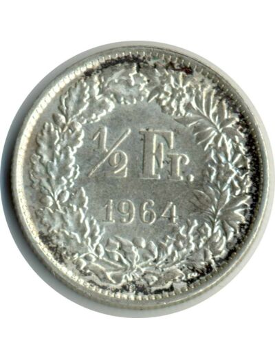 SUISSE 1/2 FRANC 1964 B SUP