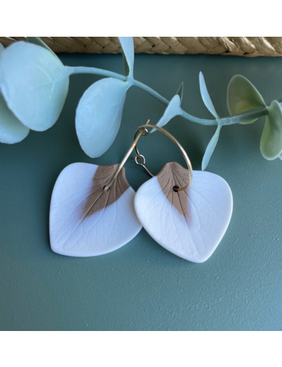 Boucles d'oreille créoles en porcelaine blanche et colorée