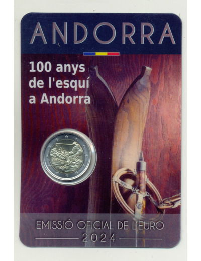 ANDORRE 2024 2 EURO CENTENAIRE DU SKI COINCARD