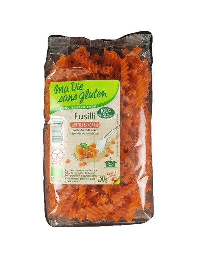 Fusilli Lentille Corail Sans Gluten Bio 250g