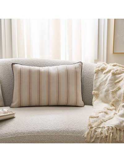 Atmosphera - Coussin Groove 58x38cm rayé Bleu Navy
