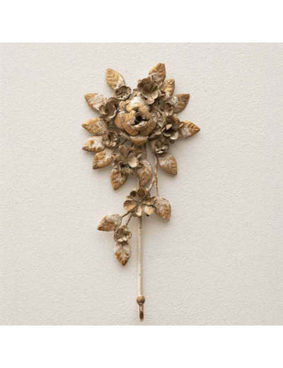 Crochet fleur blanche or 31x5x16cm