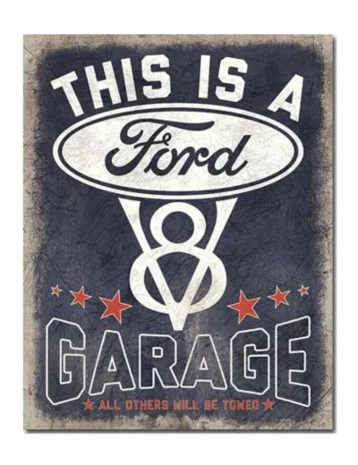 Plaque métal Ford V8 Garage - 31.5x40cm