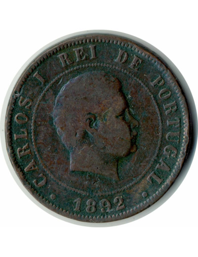 PORTUGAL 20 REIS 1892 TB+