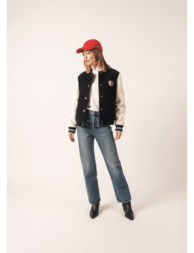 Veste esprit bomber Collège en drap de laine