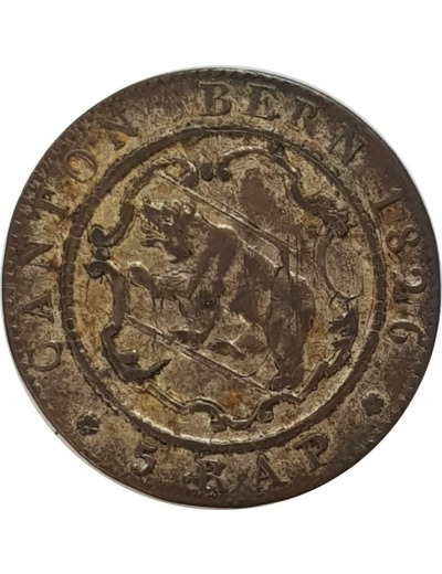 SUISSE CANTON DE BERN 5 RAPPEN 1826 TTB