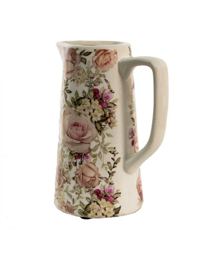 Pichet fleuri céramique 15x10x19cm