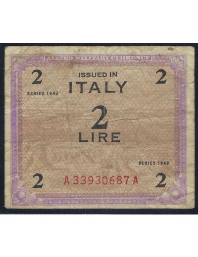 ITALIE 2 LIRE SERIE 1943 TB+