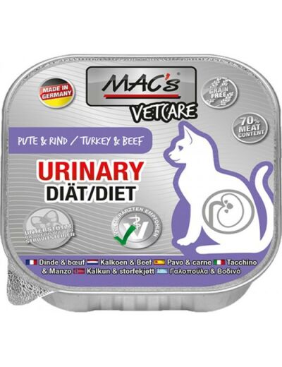 MAC'S Vetcare Urinary Diet Dinde & Bœuf pour chat - 100g