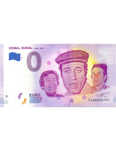 TURQUIE 2020-1 KEMAL SUNAL BILLET SOUVENIR 0 EURO TOURISTIQUE  NEUF