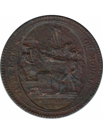 FRANCE MONNERON 5 SOLS PACTE FEDERATIF 1792 AN IV B+ N1