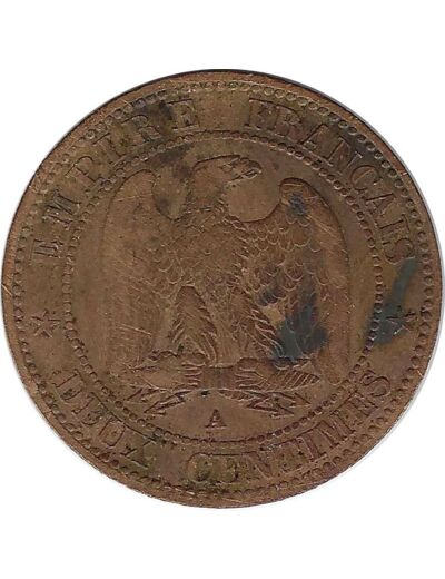 FRANCE 2 CENTIMES NAPOLEON III 1855 A (Paris) CHIEN TB