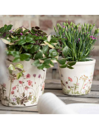 Pot de fleurs rose beige céramique 14x14x13cm